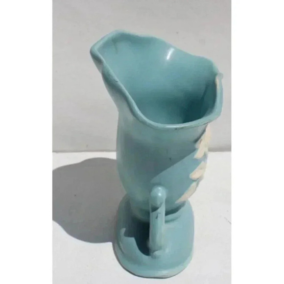 Vintage LIGHT Blue Art Deco CAMEO WELLER Pottery Vase - Picture 2 of 5